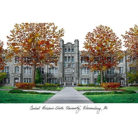 University Central Missouri Campus Images Lithograph Print