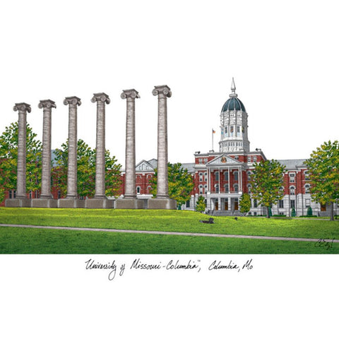 University Of Missouri Campus Images Lithograph Print