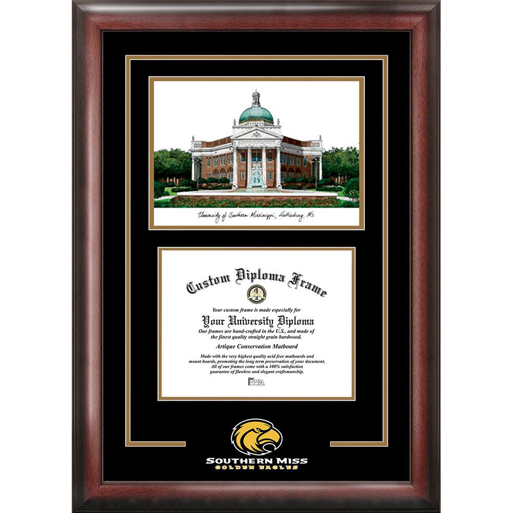 Southern Mississippi "spirit" Graduate Frame With Campus Image