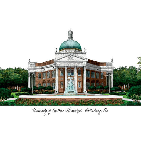 Southern Mississippi Campus Images Lithograph Print