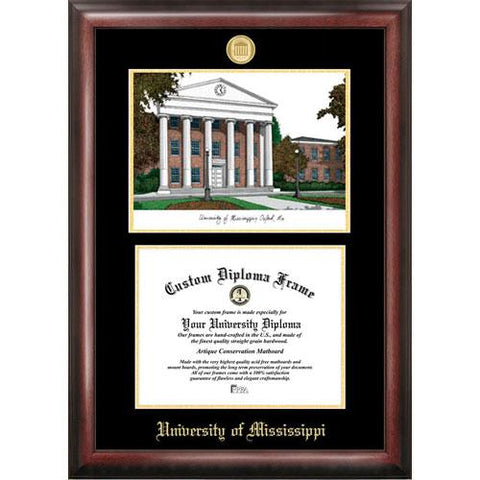 University Of Mississippi Gold Embossed Diploma Frame With Limited Edition Lithograph