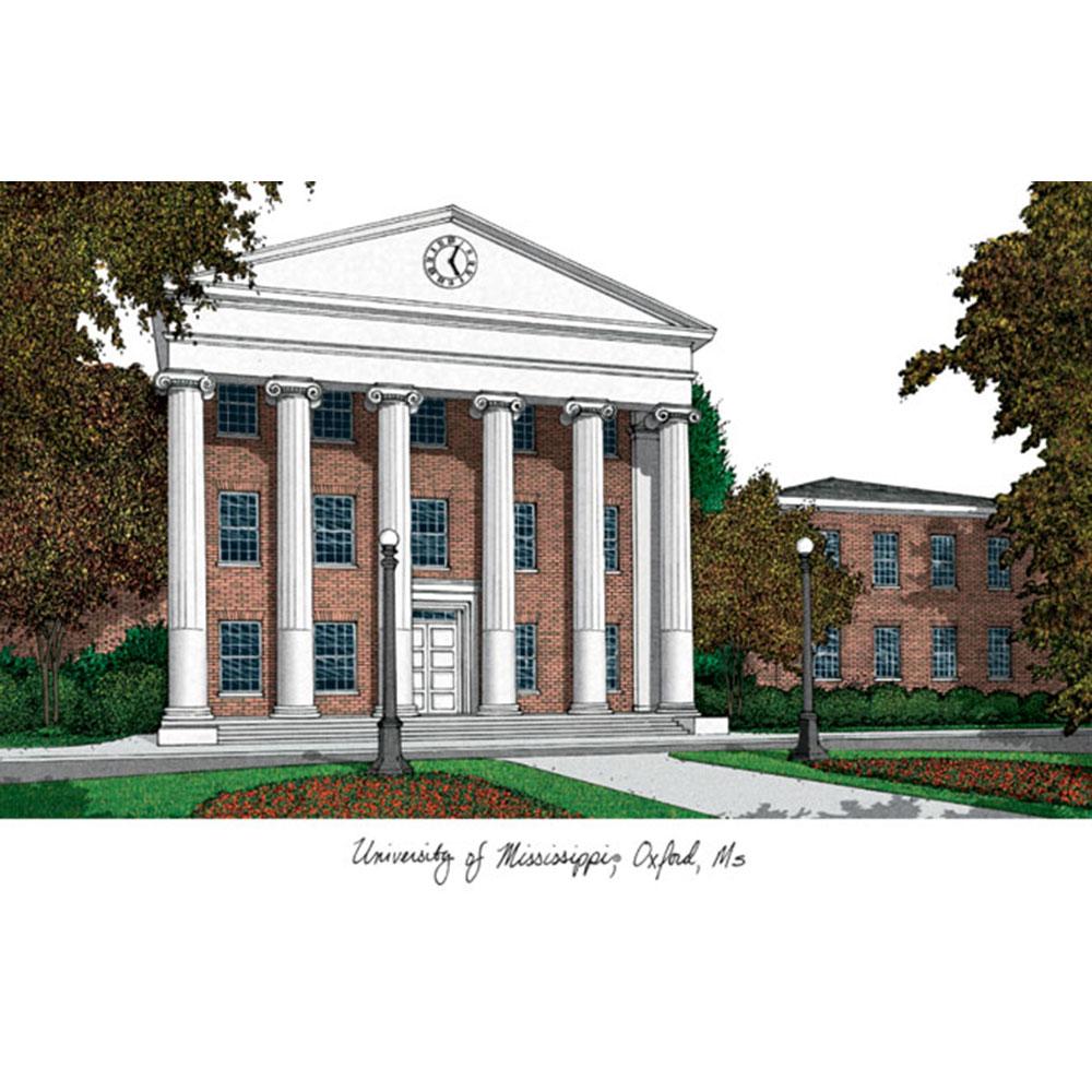 University Of Mississippi Campus Images Lithograph Print