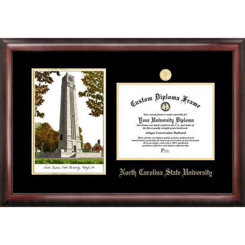 North Carolina State University Gold Embossed Diploma Frame With Limited Edition Lithograph