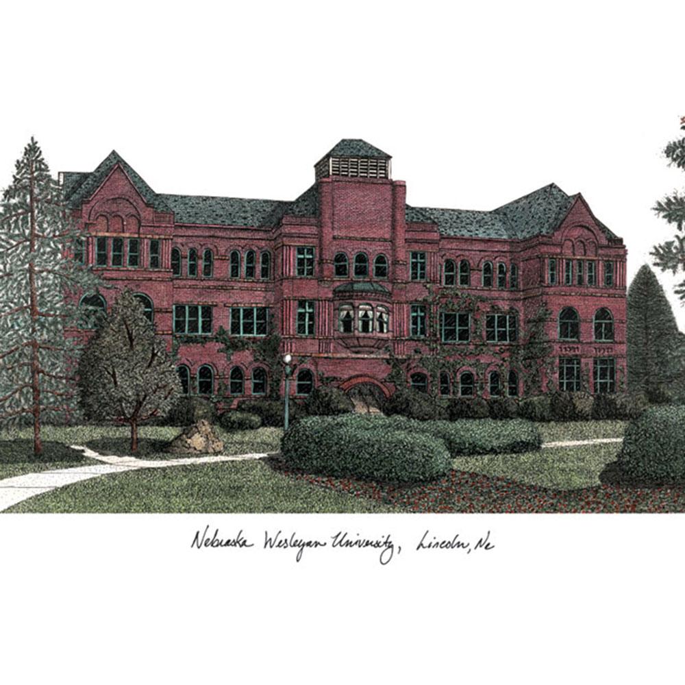 Nebraska Wesleyan University Lithograph Print