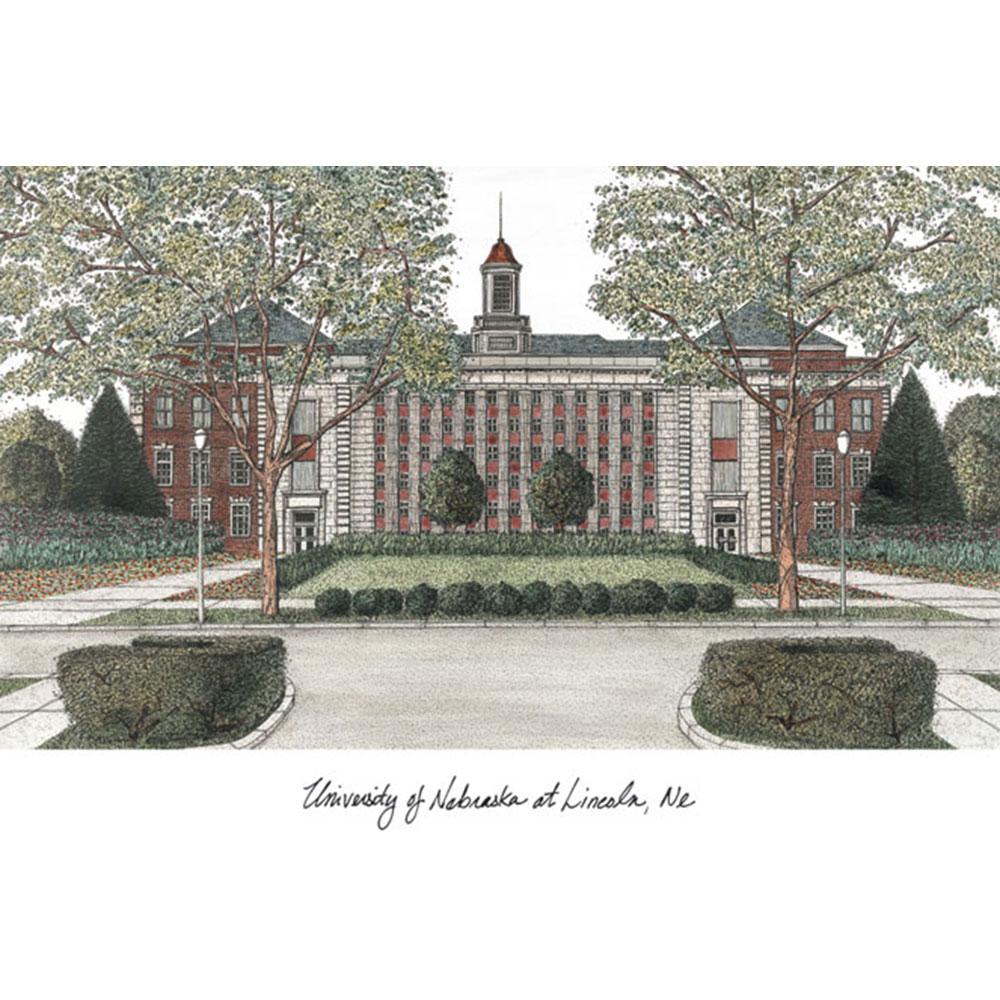 University Of Nebraska Campus Images Lithograph Print