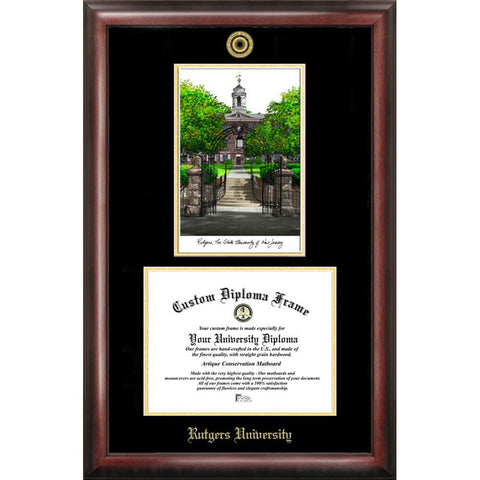 Rutgers University Gold Embossed Diploma Frame With Limited Edition Lithograph