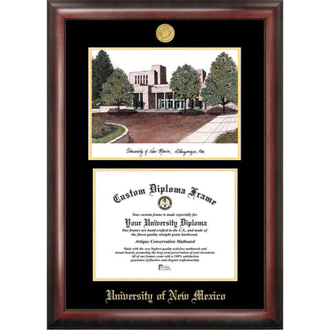 University Of New Mexico Gold Embossed Diploma Frame With Limited Edition Lithograph