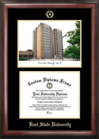 Kent State University Gold Embossed Diploma Frame With Campus Images Lithograph