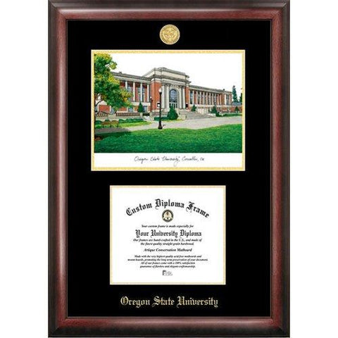 Oregon State University Gold Embossed Diploma Frame With Limited Edition Lith...