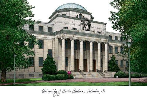 University Of South Carolina Campus Images Lithograph Print