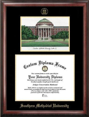 Southern Methodist University Gold Embossed Diploma Frame With Campus Images ...