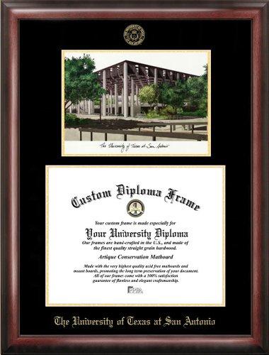 University Of Texas, San Antonio Gold Embossed Diploma Frame With Campus Imag...