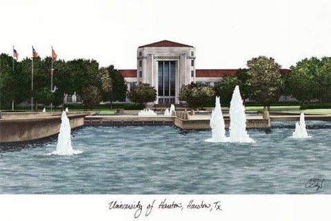 University Of Houston Campus Images Lithograph Print