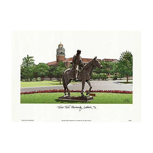 Texas Tech University Campus Images Lithograph Print