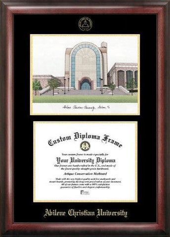 Abilene Christian University Wildcats Gold Embossed Diploma Frame With Campus...