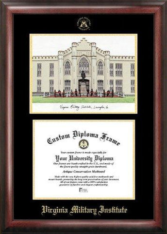 Virginia Military Institute Gold Embossed Diploma Frame With Campus Images Li...