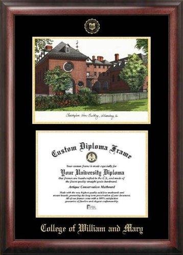 College Of William And Mary Gold Embossed Diploma Frame With Campus Images Li...