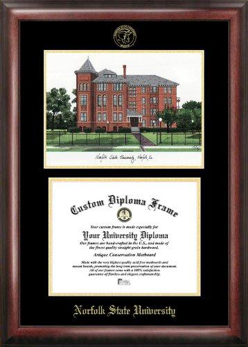 Norfolk State Gold Embossed Diploma Frame With Campus Images Lithograph