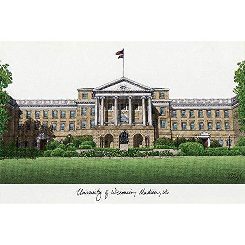 University Of Wisconsin Campus Images Lithograph Print