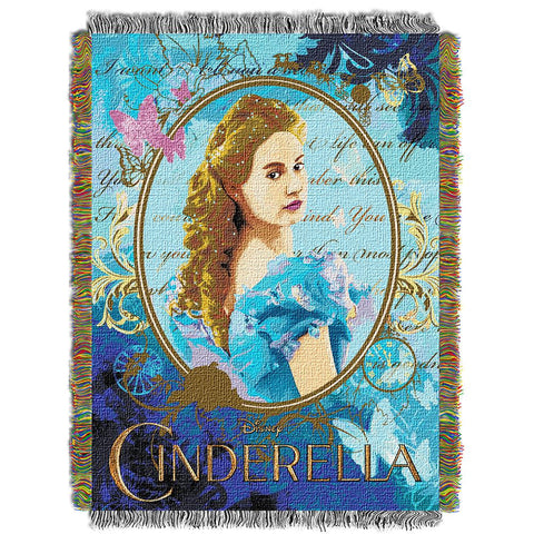 Disney Cinderella "kindness And Courage"  Woven Tapestry Throw (48inx60in)