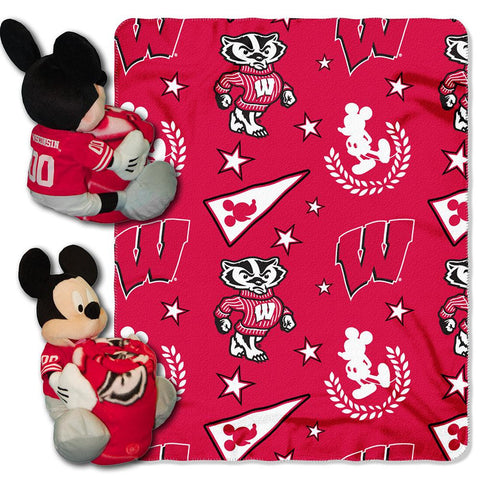 Wisconsin Badgers Ncaa Mickey Mouse With Throw Combo