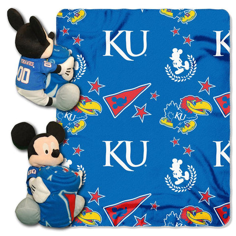 Kansas Jayhawks Ncaa Mickey Mouse With Throw Combo