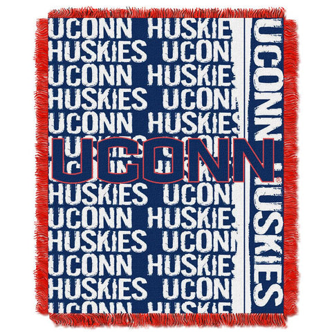 Connecticut Huskies Ncaa Triple Woven Jacquard Throw (double Play Series) (48"x60")