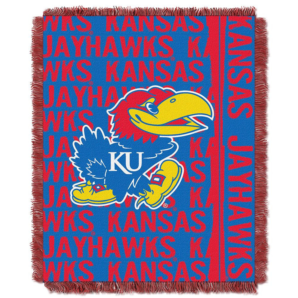 Kansas Jayhawks Ncaa Triple Woven Jacquard Throw (double Play Series) (48"x60")