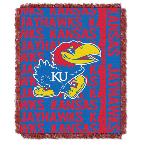 Kansas Jayhawks Ncaa Triple Woven Jacquard Throw (double Play Series) (48"x60")