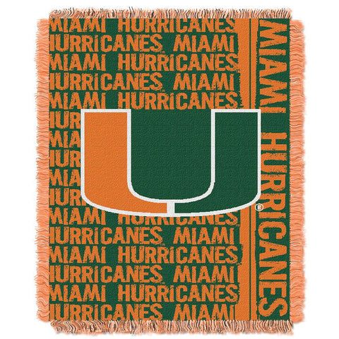 Miami Hurricanes Ncaa Triple Woven Jacquard Throw (double Play Series) (48"x60")