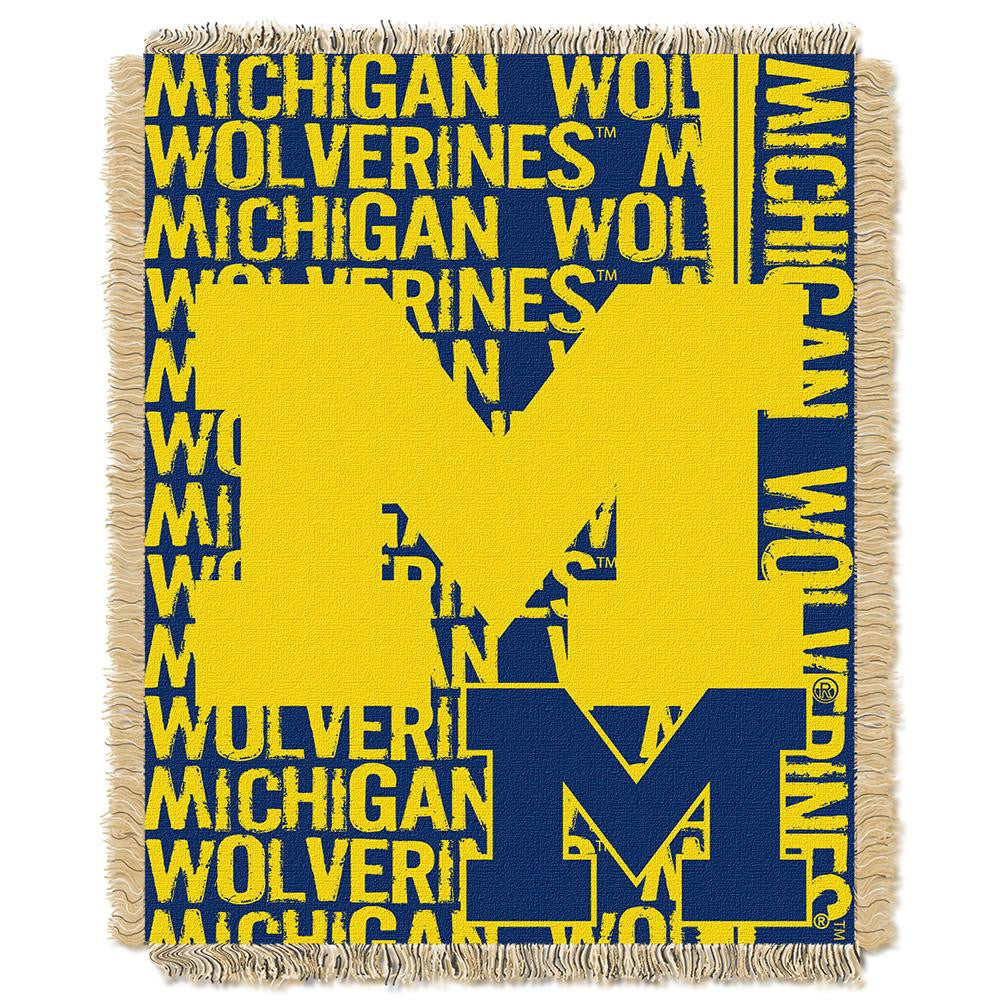 Michigan Wolverines Ncaa Triple Woven Jacquard Throw (double Play Series) (48"x60")