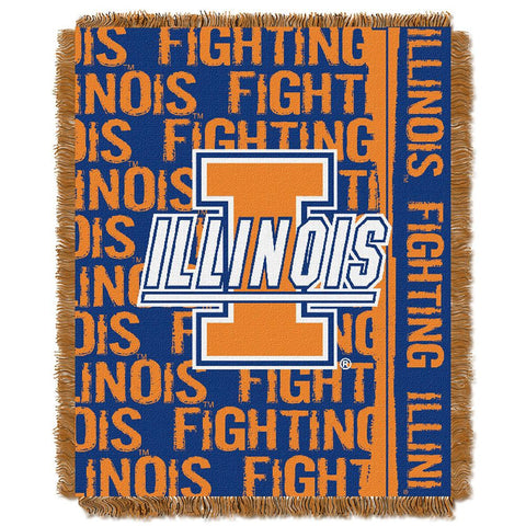 Illinois Fighting Illini Ncaa Triple Woven Jacquard Throw (double Play Series) (48"x60")