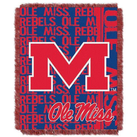 Mississippi Rebels Ncaa Triple Woven Jacquard Throw (double Play Series) (48"x60")