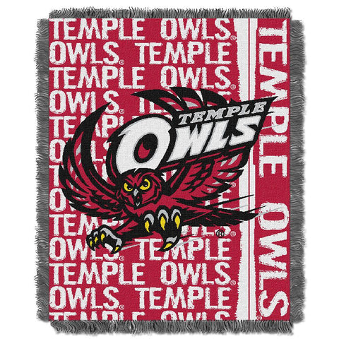 Temple Owls Ncaa Triple Woven Jacquard Throw (double Play Series) (48x60)