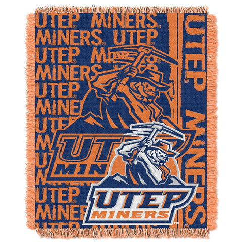 Utep Miners Ncaa Triple Woven Jacquard Throw (double Play Series) (48"x60")