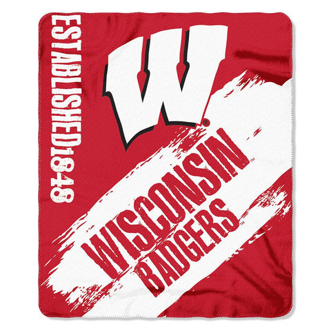 Wisconsin Badgers Ncaa Light Weight Fleace Blanket (paint Series) (50inx60in)