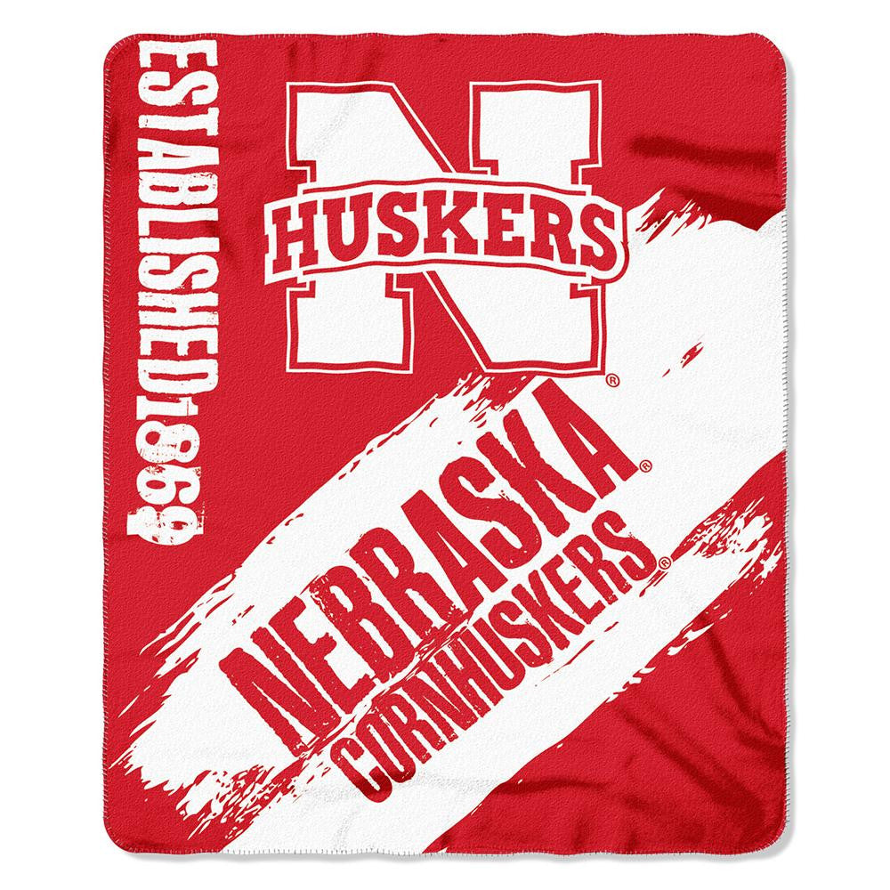 Nebraska Cornhuskers Ncaa Light Weight Fleace Blanket (paint Series) (50inx60in)