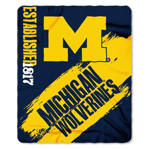 Michigan Wolverines Ncaa Light Weight Fleace Blanket (paint Series) (50inx60in)