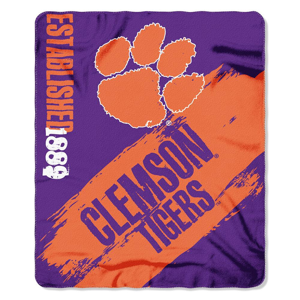 Clemson Tigers Ncaa Light Weight Fleece Blanket (painted Series) (50inx60in)