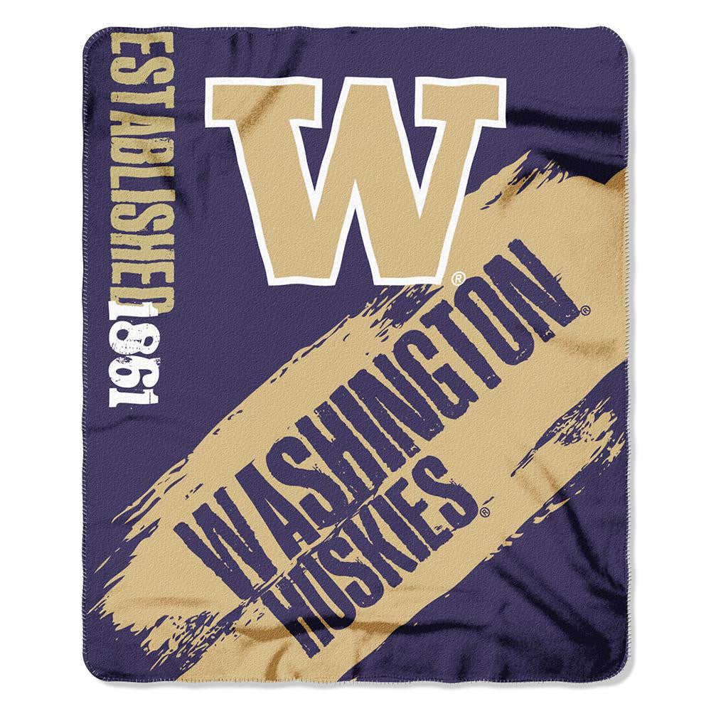 Washington Huskies Ncaa Light Weight Fleece Blanket (painted Series) (50inx60in)