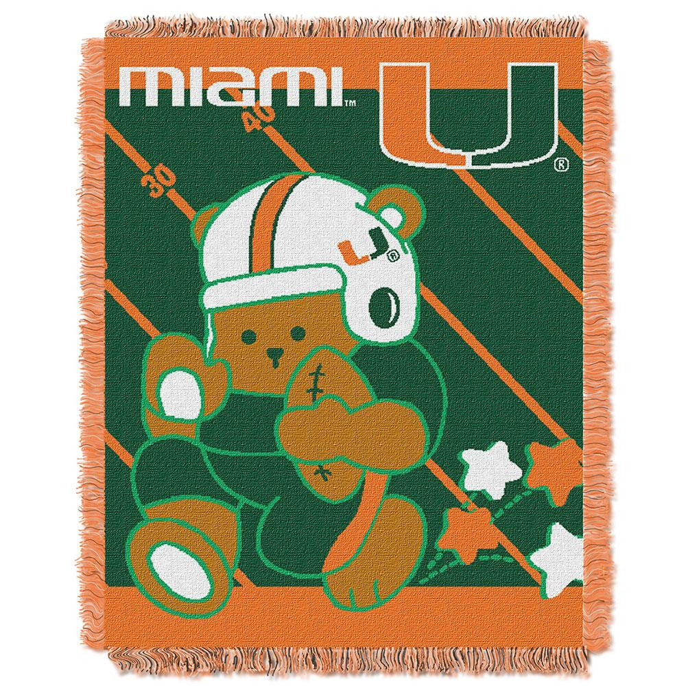 Miami Hurricanes Ncaa Triple Woven Jacquard Throw (fullback Baby Series) (36"x48")