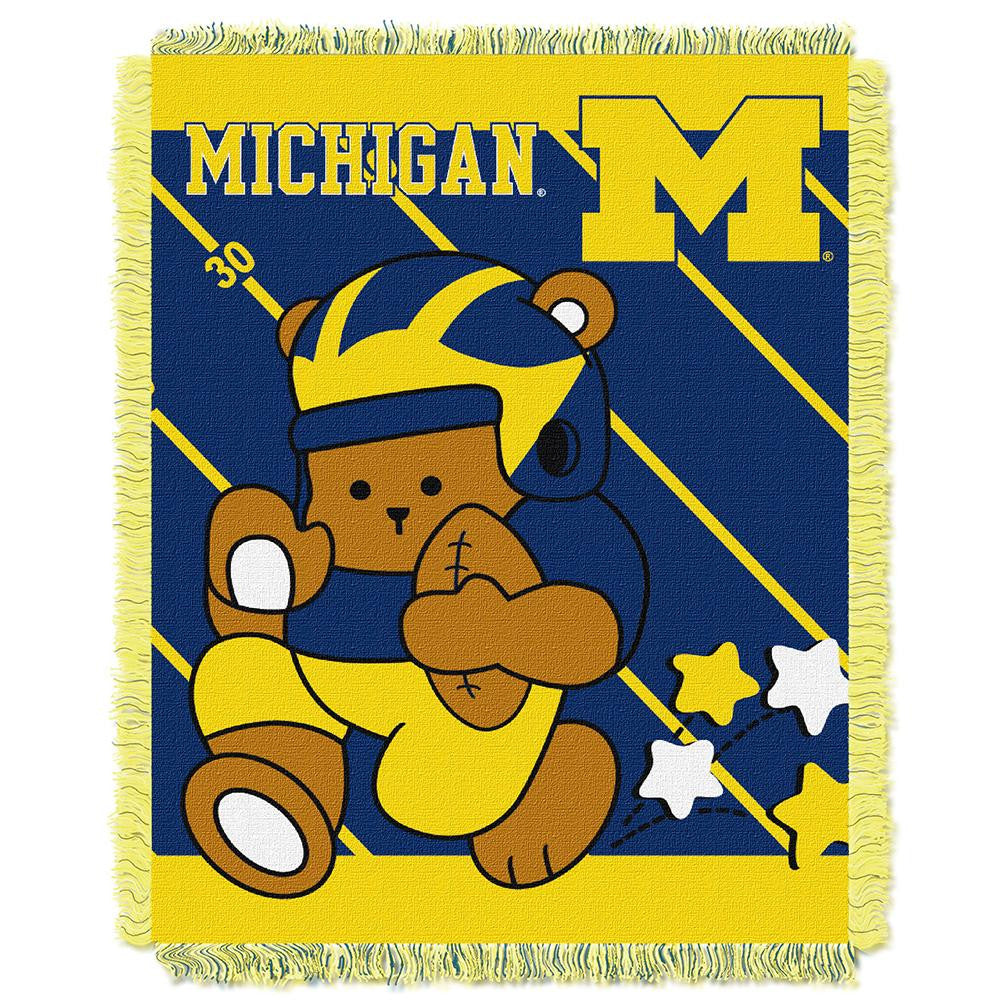 Michigan Wolverines Ncaa Triple Woven Jacquard Throw (fullback Baby Series) (36"x48")