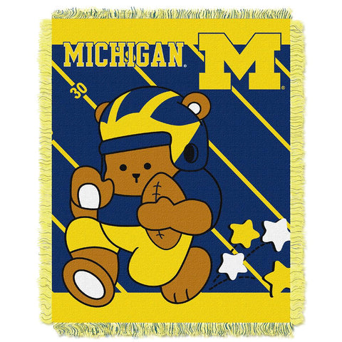 Michigan Wolverines Ncaa Triple Woven Jacquard Throw (fullback Baby Series) (36"x48")