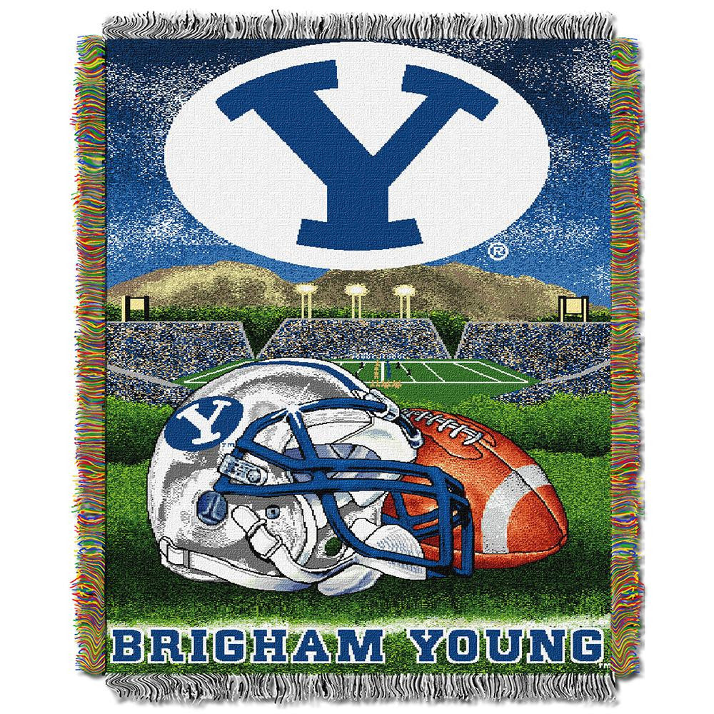 Brigham Young Cougars Ncaa Woven Tapestry Throw (home Field Advantage) (48"x60")