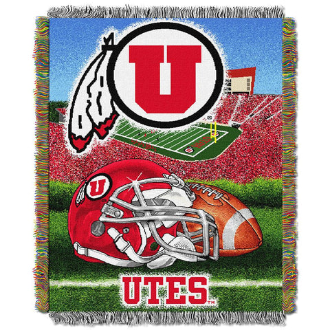 Utah Runnin Utes Ncaa Woven Tapestry Throw (home Field Advantage) (48"x60")