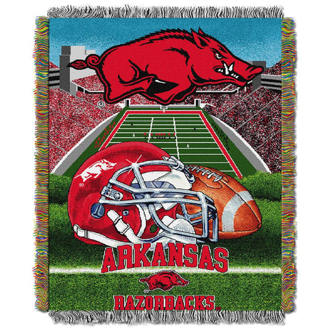 Arkansas Razorbacks Ncaa Woven Tapestry Throw (home Field Advantage) (48"x60")