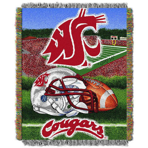 Washington State Cougars Ncaa Woven Tapestry Throw (home Field Advantage) (48"x60")