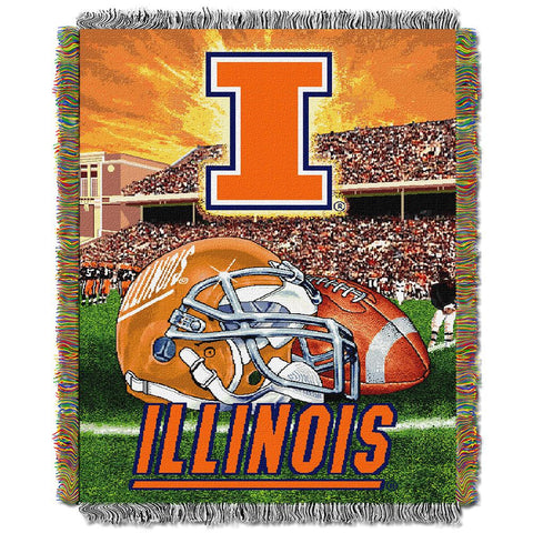 Illinois Fighting Illini Ncaa Woven Tapestry Throw (home Field Advantage) (48"x60")