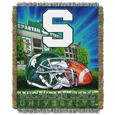 Michigan State Spartans Ncaa Woven Tapestry Throw (home Filed Advantage) (48"x60")