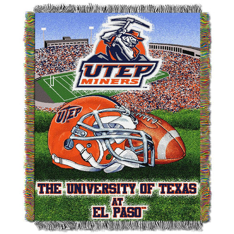 Utep Miners Ncaa Woven Tapestry Throw (home Field Advantage) (48"x60")